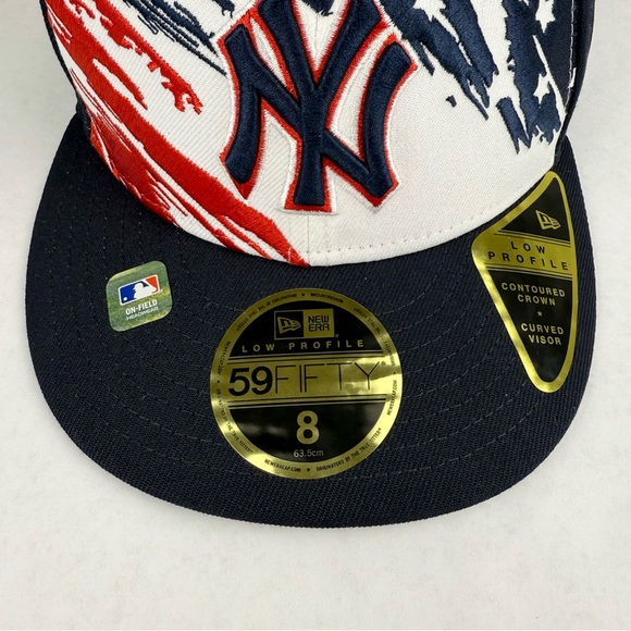 NY Yankees New Era 59FIFTY Fitted Cap HAT 5950 USA July 4th Low Profile Sz 8 NWT - Picture 7 of 10